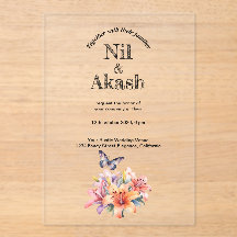 Elegante Bloemen Heldere Acryl Huwelijksuitnodigin