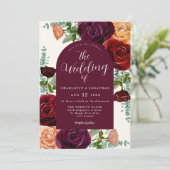 Elegante Bloemen Herfst Bourgondië Verbrand Sinaas Kaart (Staand voorkant)