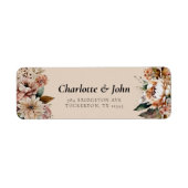 Elegante bloemen herfst bruiloft retour adres etiket (Voorkant)