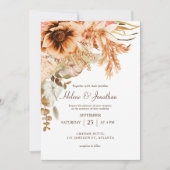 Elegante Bloemen Herfst Terracotta Bruiloft Kaart (Voorkant)