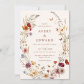 Elegante Bloemen Herfst Trouwen Rustiek Boho Kaart (Voorkant)