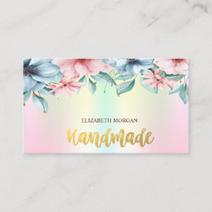 Elegante Bloemen Holografisch Handgemaakt Visitekaartje
