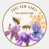 Elegante bloemen Honing Jar Bee Label (Voorkant)