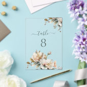 Elegante Bloemen Huwelijk Acryl Clear Tafel Nummer Acryl Uitnodigingen (Insitu (Huwelijk))