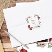 Elegante Bloemen Huwelijk Bourgogne & Zilver Vierkante Sticker