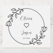 Elegante Bloemen Huwelijk Custom Namen Sparkling Wijnetiket (Enkel label)