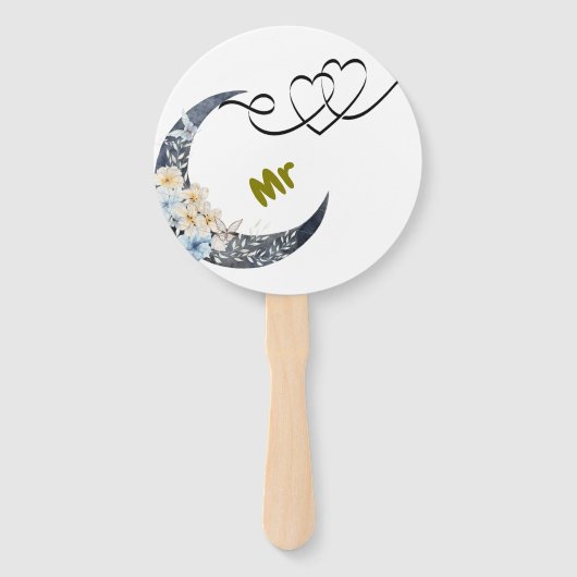 Elegante Bloemen Huwelijk Hand Fan – Mr & Mrs Desi Handwaaier (Voorkant)