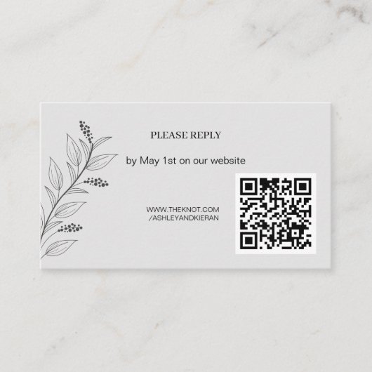 Elegante Bloemen Huwelijk QR RSVP Informatiekaartje (Voorkant)