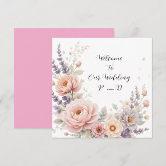 Elegante Bloemen Huwelijk Welkom Sticker met Custo Kaart