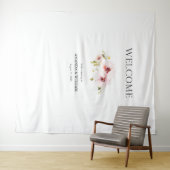 Elegante Bloemen Huwelijk Welkomstbord Tapestry Wandkleed (In Situ (horizontaal))