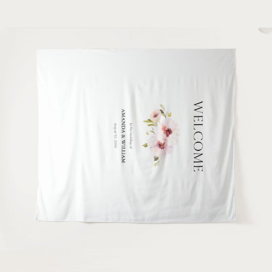 Elegante Bloemen Huwelijk Welkomstbord Tapestry Wandkleed (Voorkant (horizontaal))