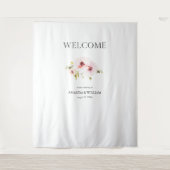 Elegante Bloemen Huwelijk Welkomstbord Tapestry Wandkleed (Voorkant)