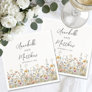 Elegante Bloemen Huwelijk Wilde Bloemen Bruiloft Servet