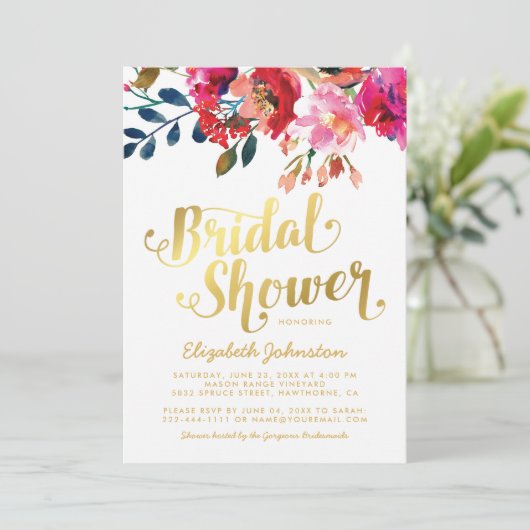 Elegante Bloemen Huwelijk Wit Goud Vrijgezellenfee Kaart (Staand voorkant)