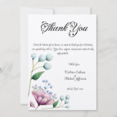 Elegante Bloemen Huwelijk Zachte Botanische Romanc Bedankkaart (Voorkant)