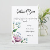 Elegante Bloemen Huwelijk Zachte Botanische Romanc Bedankkaart (Staand voorkant)