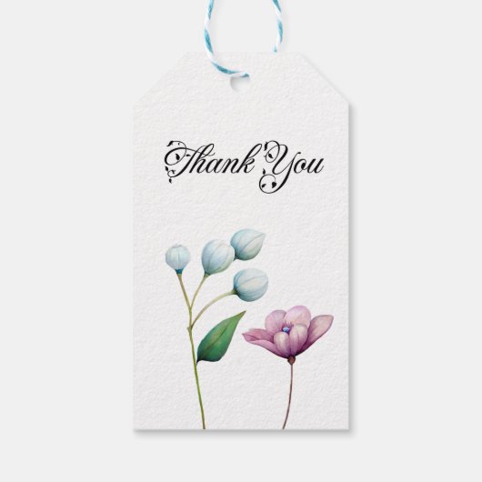 Elegante Bloemen Huwelijk Zachte Botanische Romanc Cadeaulabel (Achterkant)