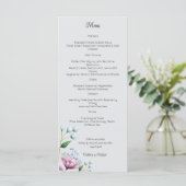Elegante Bloemen Huwelijk Zachte Botanische Romanc Menu (Staand voorkant)