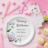 Elegante Bloemen Huwelijk Zachte Botanische Romanc Papieren Bordje (Feest)