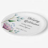 Elegante Bloemen Huwelijk Zachte Botanische Romanc Papieren Bordje (Gekanteld)