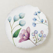 Elegante Bloemen Huwelijk Zachte Botanische Romanc Rond Kussen (Achterkant)