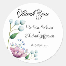 Elegante Bloemen Huwelijk Zachte Botanische Romanc Ronde Sticker