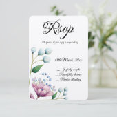 Elegante Bloemen Huwelijk Zachte Botanische Romanc RSVP Kaartje (Staand voorkant)