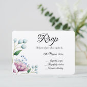 Elegante Bloemen Huwelijk Zachte Botanische Romanc RSVP Kaartje (Staand voorkant)