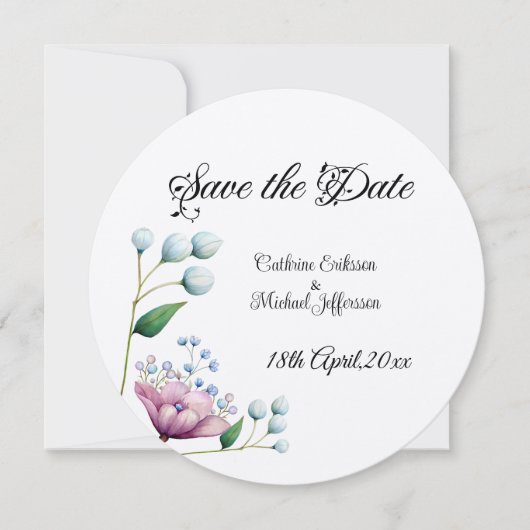 Elegante Bloemen Huwelijk Zachte Botanische Romanc Save The Date (Voorkant)