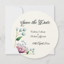 Elegante Bloemen Huwelijk Zachte Botanische Romanc Save The Date