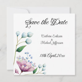 Elegante Bloemen Huwelijk Zachte Botanische Romanc Save The Date