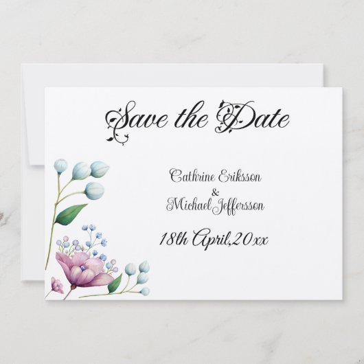 Elegante Bloemen Huwelijk Zachte Botanische Romanc Save The Date (Voorkant)