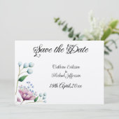 Elegante Bloemen Huwelijk Zachte Botanische Romanc Save The Date (Staand voorkant)