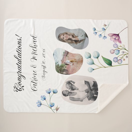 Elegante Bloemen Huwelijk Zachte Botanische Romanc Sherpa Deken (Voorkant (horizontaal))