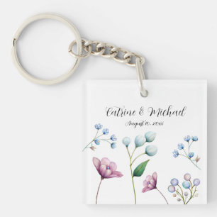 Elegante Bloemen Huwelijk Zachte Botanische Romanc Sleutelhanger