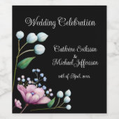 Elegante Bloemen Huwelijk Zachte Botanische Romanc Wijn Etiket (Enkel label)