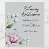 Elegante Bloemen Huwelijk Zachte Botanische Romanc Wijn Etiket (Enkel label)