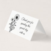 Elegante Bloemen Huwelijk Zwart Wit Bedankt Party Kaart (Voorkant)