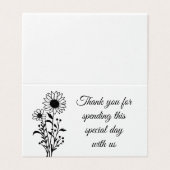 Elegante Bloemen Huwelijk Zwart Wit Bedankt Party Kaart (Buitenkant ongevouwen)