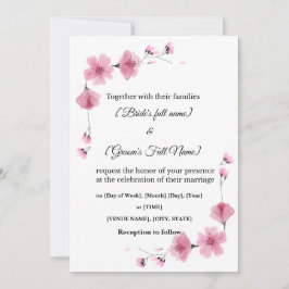Elegante Bloemen Huwelijksuitnodiging - Bewerkbare Kaart