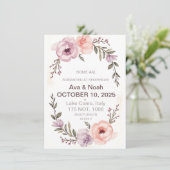 Elegante Bloemen Huwelijksuitnodiging | blozen Kaart (Staand voorkant)