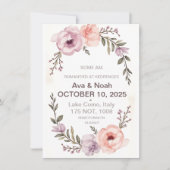 Elegante Bloemen Huwelijksuitnodiging | blozen Kaart (Voorkant)