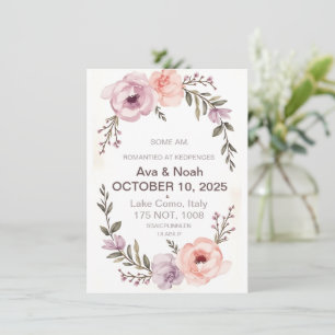 Elegante Bloemen Huwelijksuitnodiging   blozen Kaart