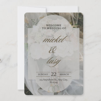 Elegante Bloemen Huwelijksuitnodiging – Blush Roze Kaart
