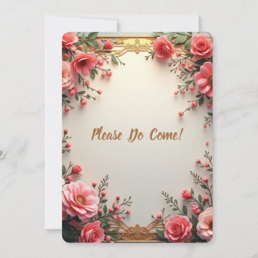 Elegante Bloemen Huwelijksuitnodiging - Custom Kaart (Achterkant)