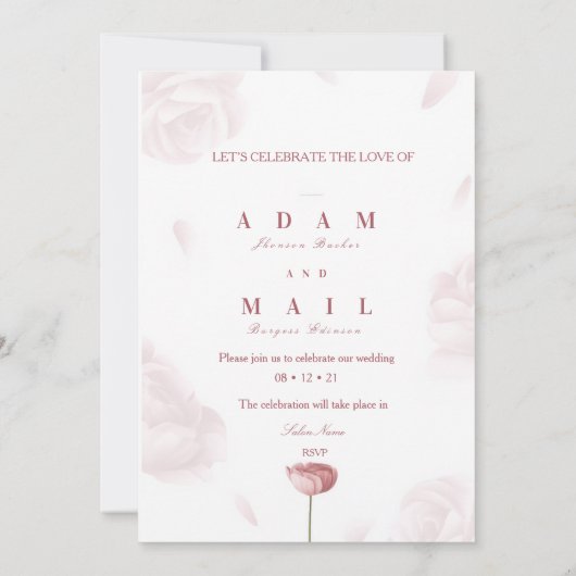 Elegante Bloemen Huwelijksuitnodiging & Diner Menu Kaart (Achterkant)