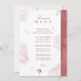 Elegante Bloemen Huwelijksuitnodiging & Diner Menu Kaart