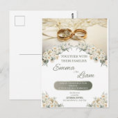 Elegante Bloemen Huwelijksuitnodiging – Emma & Lia Briefkaart (Voorkant / Achterkant)