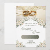 Elegante Bloemen Huwelijksuitnodiging – Emma & Lia Kaart (Voorkant / Achterkant)