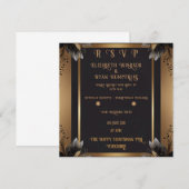 Elegante Bloemen Huwelijksuitnodiging Goud & Zilve Kaart (Voorkant / Achterkant)